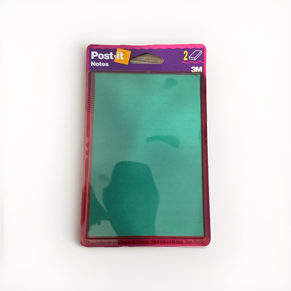 Large Post-it Notes 2 Pads Green 3 7/8 Inches 5 7/8 Inches NOS 1996